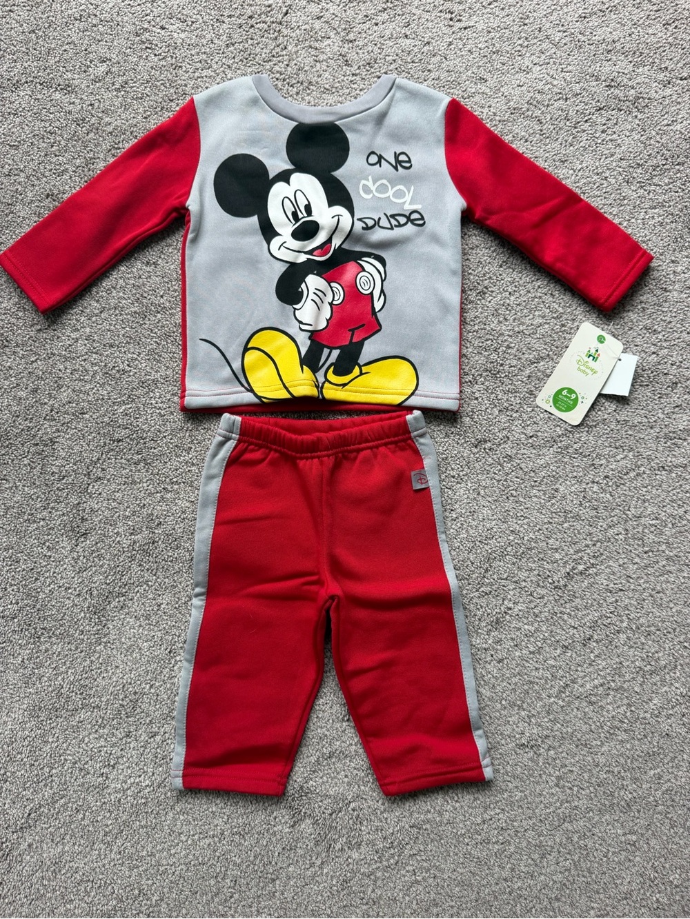 Disney Mickey Mouse Red, Gray and Yellow Kids Pajama Set